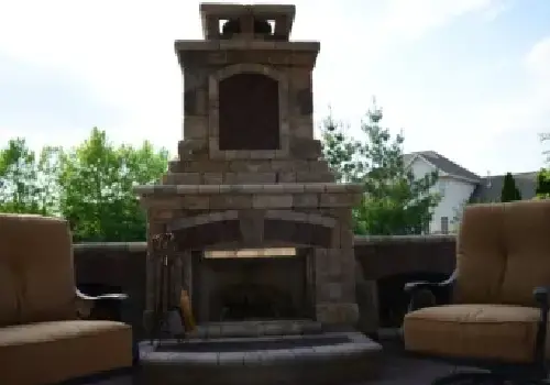 An outdoor fireplace from a Landscape Contractor in Peoria IL 